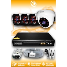 Elitcam 4 Kameralı Panda 1 İç Kamera Set HDD'siz Full HD Gece Görüşlü Güvenlik Kamerası Sistemi