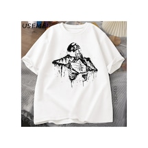 Tarzsokak Vintage İskelet Yırtık Rip Cage 90s Tiskelet Grafik T-shirt Y2k Kafatası Tee Hip Hop 2970 Beyaz