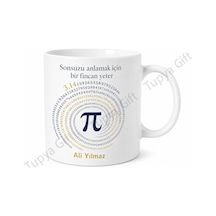 Pi Sayısı Temalı Matematik Severlere Özel Baskılı Kupa Bardak Hediye Beyaz / Çok Renkli