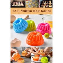 Silikon Mini Kek Kalıbı 12 Parça Muffin Kek Kalıbı