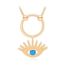 Diamond Line-Gülaylar - Sarı Altın 14 Ayar Nazar Boncuğu Kolye N11.25261