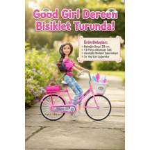 Good Girl Dereen Hareketli Bisikletli Bebek Seti 29cm - 13 Parça Aksesuarlı Oyuncak - 3+ Yaş