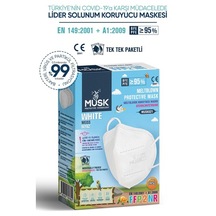 Musk N95 Çocuk Maske Beyaz Renk Xs 10 Adet