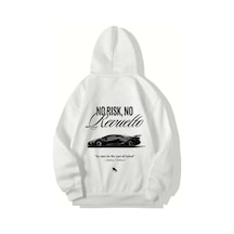 Brz Collection Unisex Oversize No Risk No Revelto Hoodie Beyaz