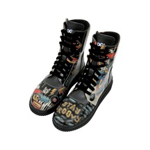 Kadın Vegan Deri Siyah Uzun Bot - Stay Groovy Tasarım Multicolor