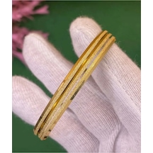 Kadın Gold Renk 316l Çelik 3 Lü Simli Ajda Bilezik