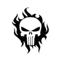 Punisher Alevler Oto Özel Yeni Sticker Siyah 30 X 36 Cm