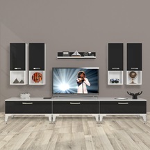 Decoraktiv Eko 8da Mdf Silver Tv Ünitesi Tv Sehpası Beyaz - Siyah