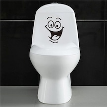 Sevimli Gülen Yüz Klozet Kapağı Banyo Wc Sticker 28x14 Cm