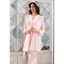 Xses 2190 Kadın Hamile Lohusa Sabahlıklı Pijama Takım-pudra