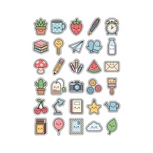 30 Adet Pastel Estetik Yaşam Sticker Seti - Laptop Defter Ajanda Telefon İçin Çok Renkli