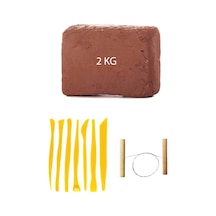 2 KG Kırmızı Seramik Hamuru Plastik Ebeşuar Çamur Kesme Teli