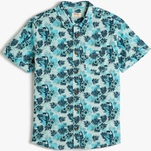 Koton Kısa Kollu Gömlek Pamuklu Floral Desenli Beyaz Desenli 3skb60044tw 3SKB60044TW0D0 Beyaz