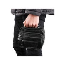 Strong Kasalı Siyah Erkek Küçük Boy El Çantası, Omuz Çantası Nyel Siyah