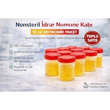 Nonsteril Numune Kabı 100 Ml Sızdırmaz Kapaklı Steril Olmayan Numune Kabı Laboratuvar Ve Medikal Kullanım 10 Adet
