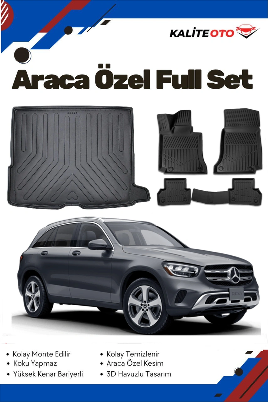 Mercedes Glc Suv 2016 Model Yumuşak Paspas+bagaj Havuzu Seti