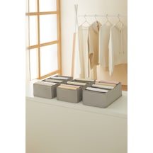 Ocean Home Textile 3'lü 7 Bölmeli Gri Balıksırtı Çekmece Düzenleyici Set