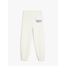 Koton Baskılı Beli Lastikli Jogger Eşofman Altı Ekru 5skg40134ak Ekru