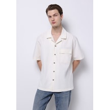 Colin's Colins Oversize Fit Klasik Yaka Düz Erkek Bej Kısa Kol Gömlek Cl1074791 Q1.v1 Dn44278 Denim