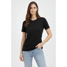 Bisiklet Yaka Tişört Regular Kalıp Basic Pamuklu Günlük Kullanım T-shirt - Siyah Siyah