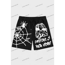 Tarzsokak Y2k Unisex Yaz Şort Bermuda Harajuka Anime Retro Kod-11568 Siyah
