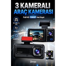 1080p Hd 3 Kameralı Araç Kamerası Ön Arka İç Kayıt Ve Park Destekli Gece Görüşlü