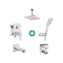 Eca Delta Ankastre Gömme Banyo Bataryası Duş Seti Tüm Parçalar Dahil Tavandan Krom