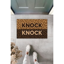Rugmood Knock Çift Renk Leopar Desenli Modern Kapı Önü Paspası Kaymaz Taban Dijital Baskılı Paspas 70x45 Cm Bej
