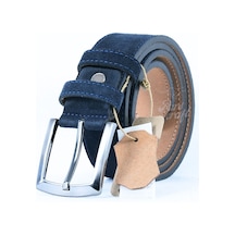 Parscraft Hakiki Süet Deri Erkek Kemer Lacivert 4 Cm