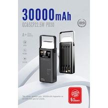 30.000 Mah Outdoor Led Işıklı Hızlı Şarj Powerbank Usb-c & Çoklu Cihaz Desteği siyah