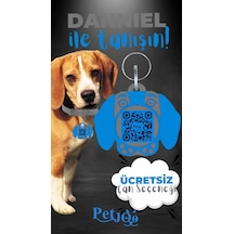 Petjoo 21.Danniel Mavi-Gri Qr'lı Köpek Künyesi