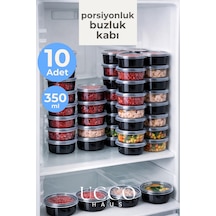 10'lu 350 Ml Kıyma Et Sos Kemik Suyu Sebze Saklama Kabı Sızdırmaz Mikrodalga Buzluk Düzenleyici Siyah
