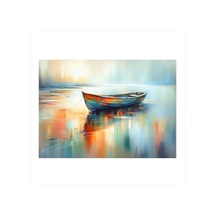 Pastel Renkli Kayık Desenli Ahşap Tablo