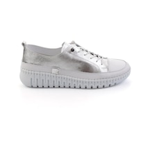 Lame Hakiki Deri Kadın Sneaker K01045250303 Gümüş