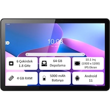 Lenovo Tab M10 ZAAE0012TR T610 4 GB 64 GB 10.1" Tablet