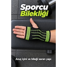 Erturkstore Mey İthalat Örgü Dokulu El Bilek Desteği Siyah Yeşil Tasarım -