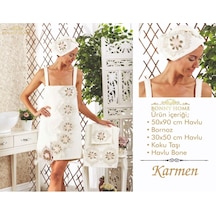 Karmen Krem Kadın Fransız Dantelli Balayı Çeyizlik Bornoz Set Karmen Krem Kadın Fransız Dantelli Balayı Çeyizlik Bornoz Set