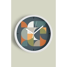 Soyut - Geometrik Temalı Modern Duvar Saati - 35cm - Önü Camlı Beyaz Kasa - Sessiz Mekanizma-jh0099 Beyaz