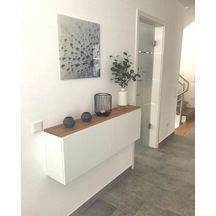 Ahşap Detaylı Beyaz Modern Dresuar, Konsol Beyaz