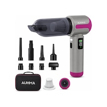 Auhma Ahv-30 20.000 Pa Kablosuz Araç Süpürgesi 100w Güç, Dijital Ekran, Led Fener, Güçlü Süpürge Gri-mor