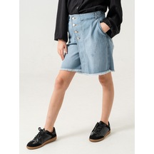 Kız Çocuk Kot Şort Etek 2856 Açık Mavi