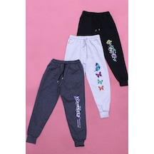 Fyk Kids Kız Çocuk 3'lü Baskılı Eşofman Altı Lacivert