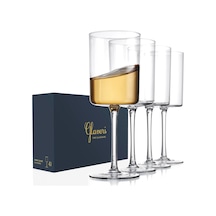 's Kare Şarap Kadehleri 4'lü Set, Kristal Saplı Modern Şarap Kadehleri 16 Oz, Uzun İnce Kenar, Kırmızı Ve Beyaz Diğer