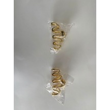Zerafet Saç 2'li Gold Zigzag Metal Mandal Toka