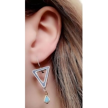 Lapis ve Turkuaz Taşlı Gümüş El Işi Tasarım Küpe
