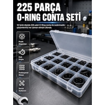 225 Parça O-ring Conta Seti 18 Farklı Ölçü Kauçuk Sızdırmazlık Conta Organizer Kutulu Çok Renkli