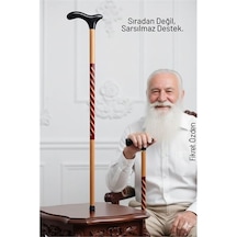 Zenvac El İşçiliği Ahşap Baston - 93 Cm Özel İşlemeli, Ergonomik Derbi Başlıklı Şık Ve Dayanıklı Yürüme