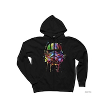 Star Wars Helmet Siyah Fermuarlı Kapşonlu Sweatshirt Siyah