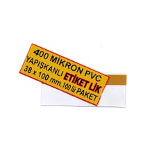 400 Micron Pvc Malzeme Arkası Güçlü Yapışkanlı Raf Önü Fiyat Etiketliği 38 X 100 Mm. 100 Lü Pk