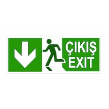 Acil Çıkış Pvc Levhası Aşağı Ok 20x8 Cm
